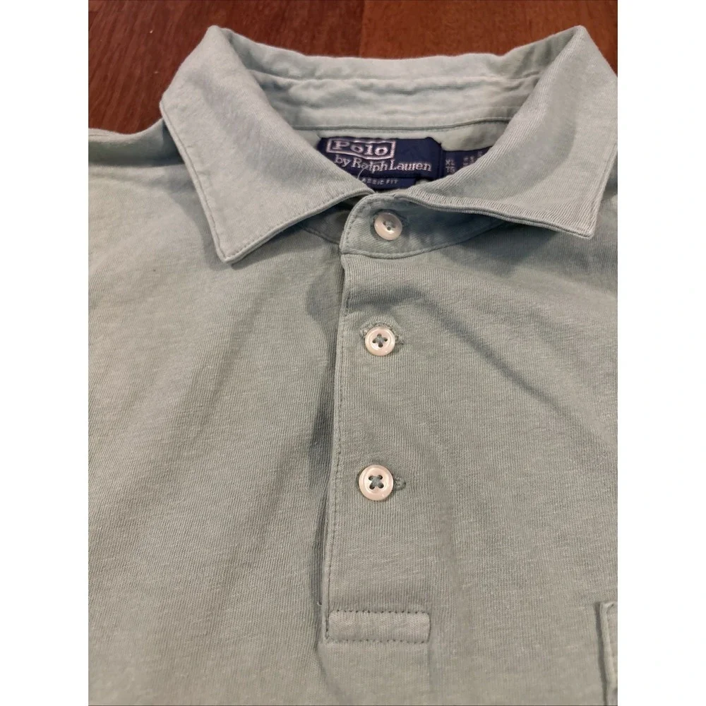 Polo Ralph Lauren Men XL Classic Fit Cotton Linen Polo Shirt Sage Green